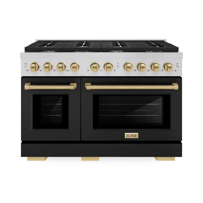 ZLINE 48"Paramount Dual Fuel Range Black Matte Champagne Bronze SDRZ-BLM-48-CB09K