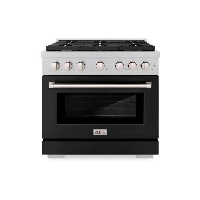 ZLINE 36"Paramount Dual Fuel Range DuraSnow® Black Matte SDRS-BLM-3609K