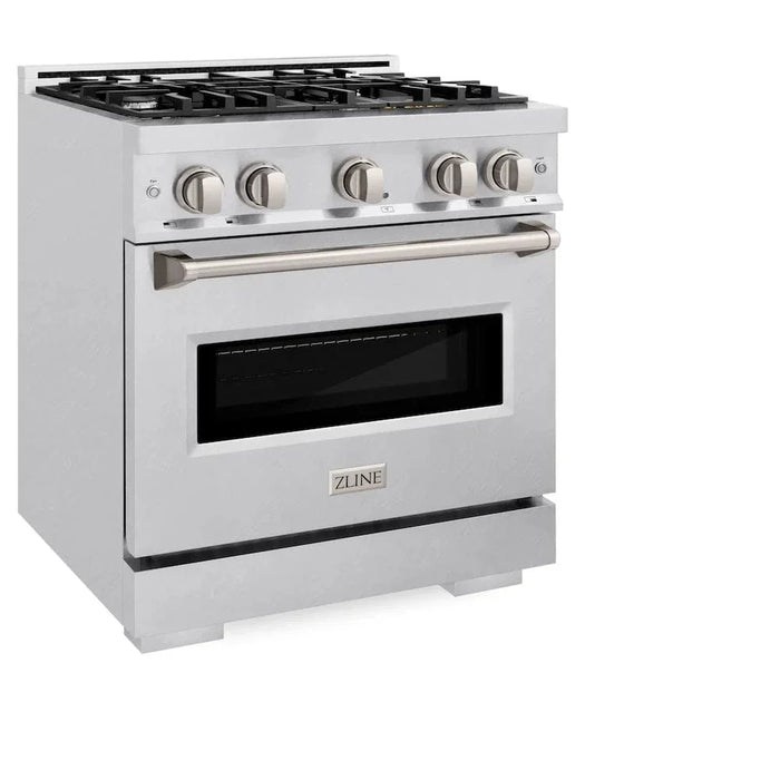 ZLINE 30" Dual Fuel Range, Gas Cooktop, Electric Convection Oven DuraSnow® Stainless Steel, CDRS-3009K