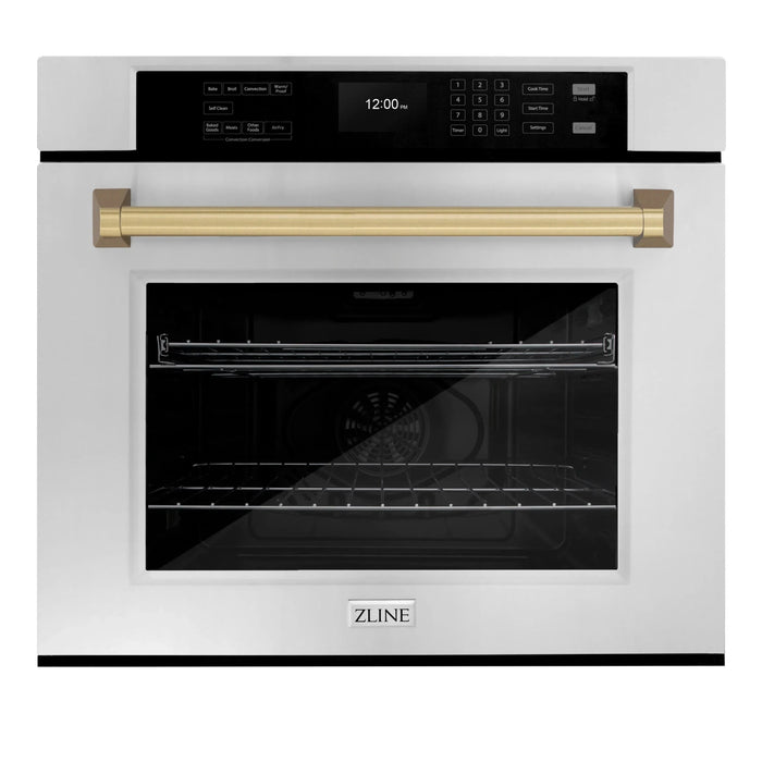 ZLINE 30" Autograph Edition Professional True Convection Single Wall Oven, Air Fry, Self Clean, Stainless Steel, Champagne Bronze WASZ-30-CB09K