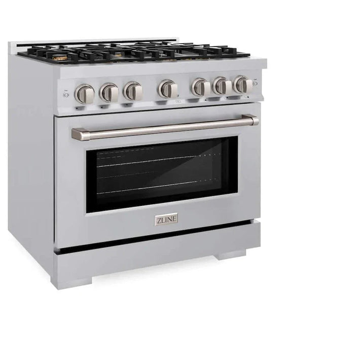 ZLINE 36" Select Dual Fuel Range Gas Cooktop Electric Convection Oven Stainless Steel Brass Burners HDR-BR-3609K