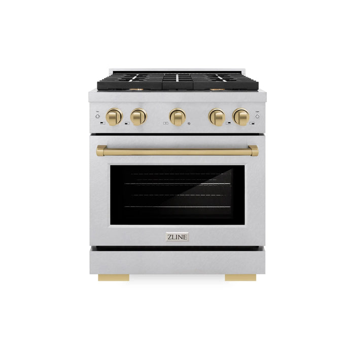ZLINE 30"Paramount Dual Fuel Range DuraSnow® Champagne Bronze SDRSZ-30-CB09K