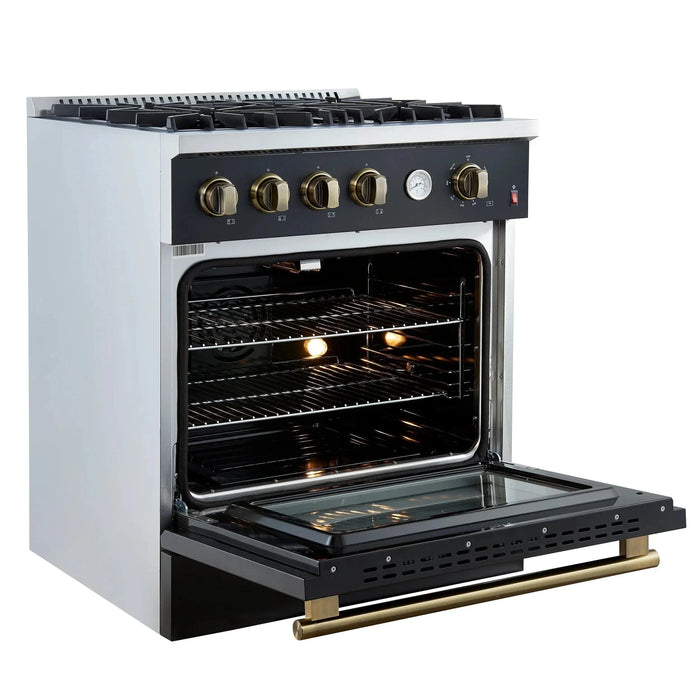 FORNO Marco 30" Gas on Gas Range FFSGS6277-30BLK09K