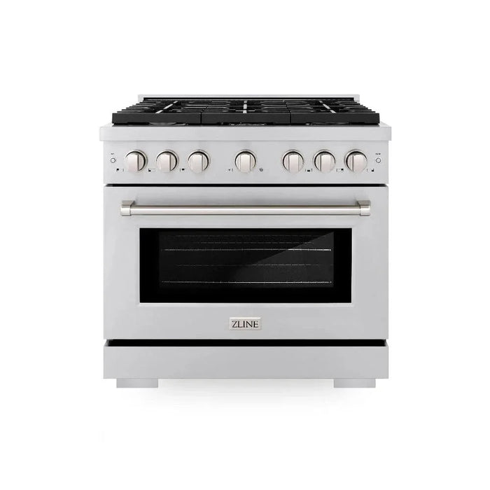 ZLINE 36"Paramount Dual Fuel Range Stainless Steel, Brass Burner, SDR-BR-3609K