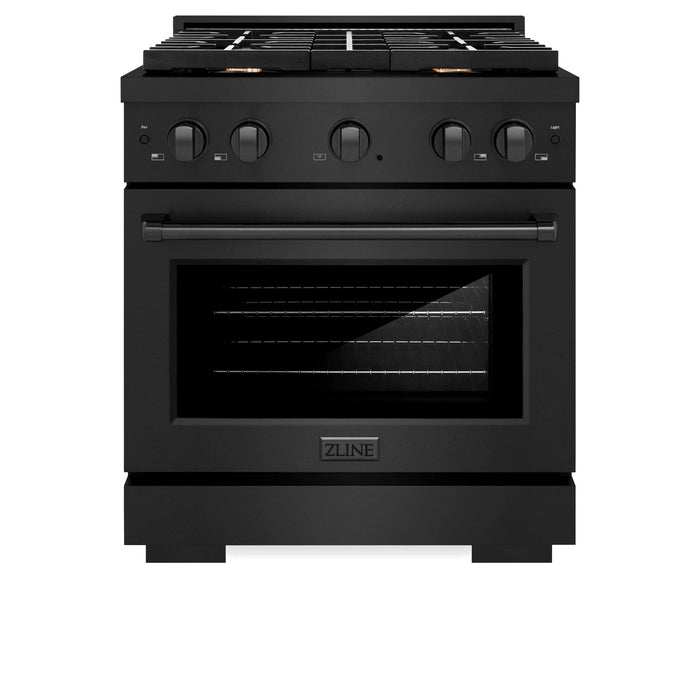 ZLINE 30"Paramount Dual Fuel Range Black Stainless Steel, Brass Burners SDRB-BR-3009K