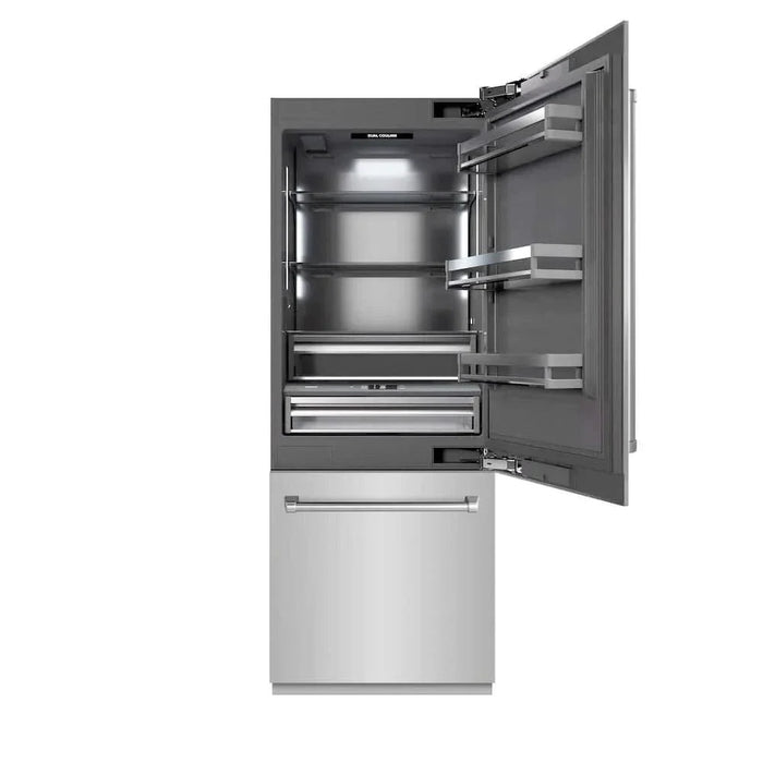 ZLINE 30" Panel Ready Built-In Bottom Freezer Refrigerator,Water Dispenser, Ice Maker,Graphite Gray, GRBIV-304-3009K