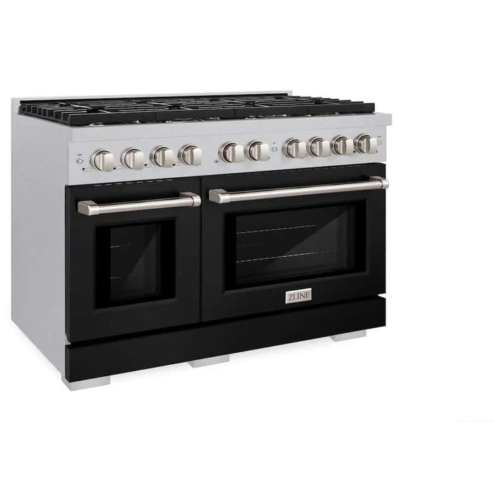 ZLINE 48"Gas Range, Convection Gas Oven, DuraSnow® Black Matte, SGRS-BLM-4809K
