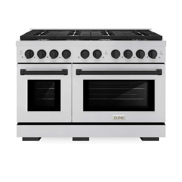 ZLINE 48"Gas Range, Convection Oven Stainless Steel, Matte Black, SGRZ-48-MB09K