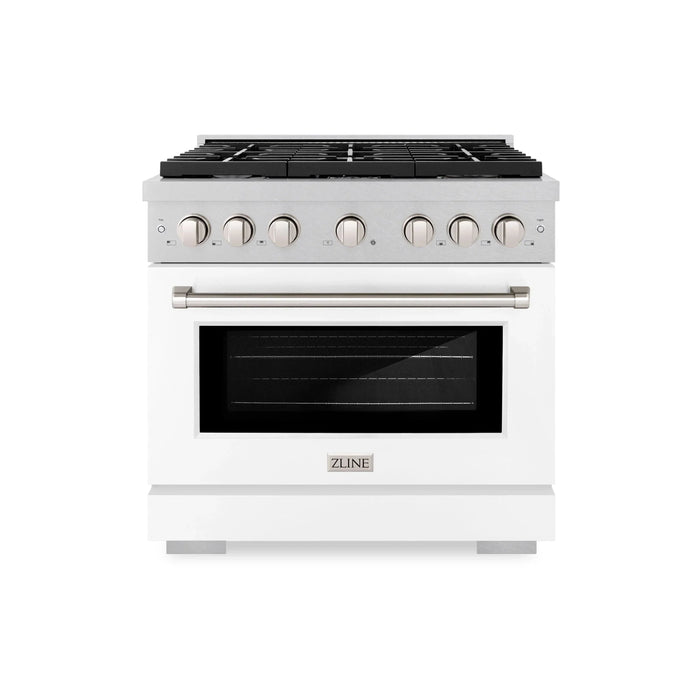 ZLINE 36"Paramount Dual Fuel Range DuraSnow® White Matte SDRS-WM-3609K