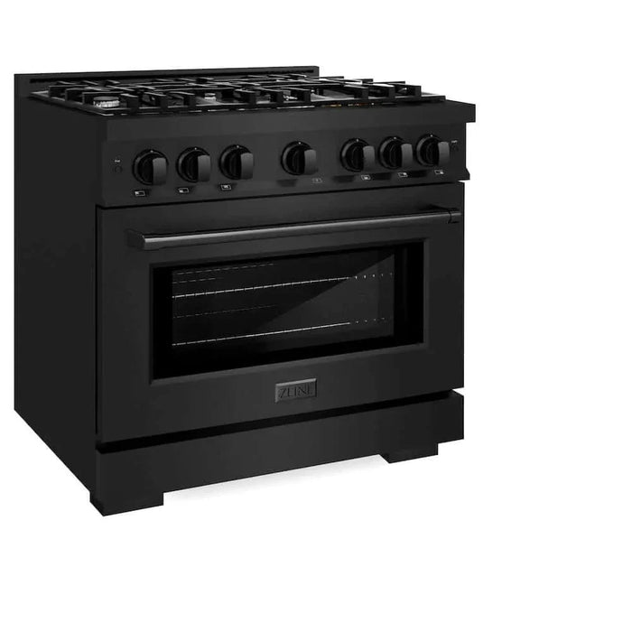 ZLINE 36" Select Dual Fuel Range Gas Cooktop Electric Convection Oven Black Stainless Steel HDRB-3609K