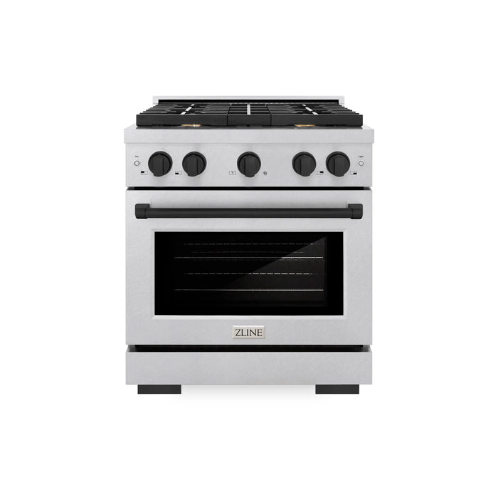 ZLINE 30"Paramount Dual Fuel Range DuraSnow® Matte Black SDRSZ-30-MB09K
