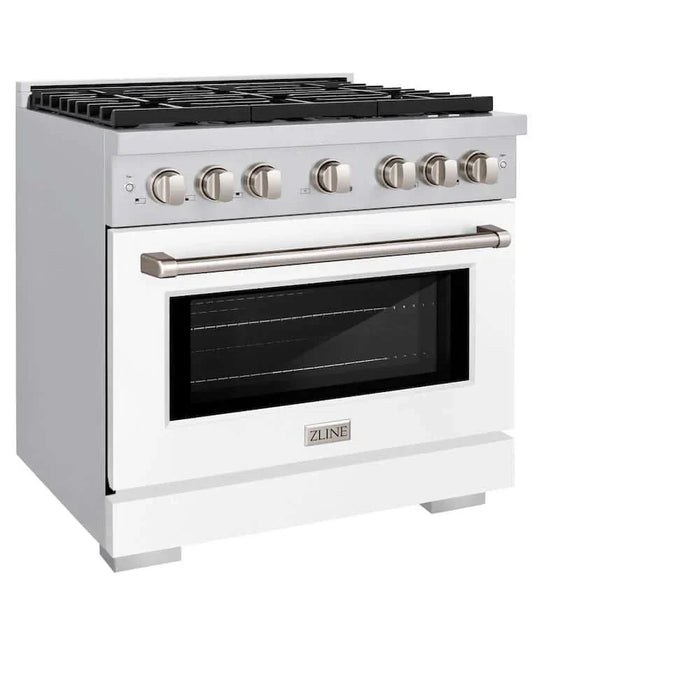 ZLINE 36 In. Gas Range, Stainless Steel, White Matte, SGR-WM-3609K
