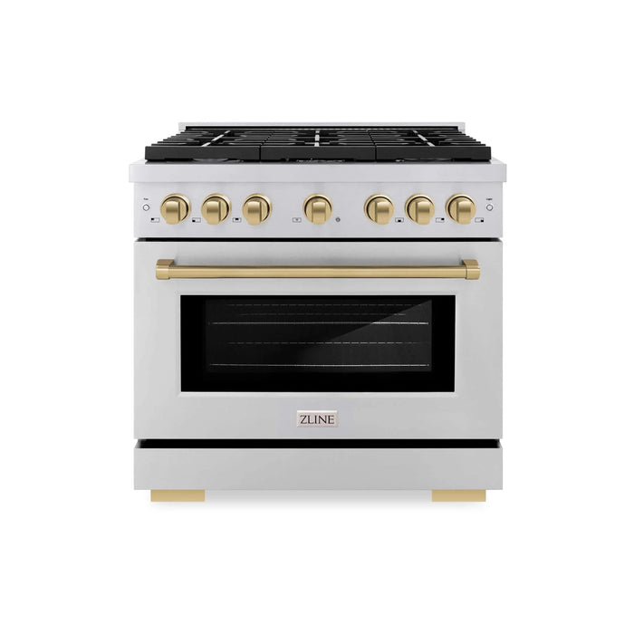 ZLINE 36"Paramount Dual Fuel Range Stainless Steel Champagne Bronze SDRZ-36-CB09K