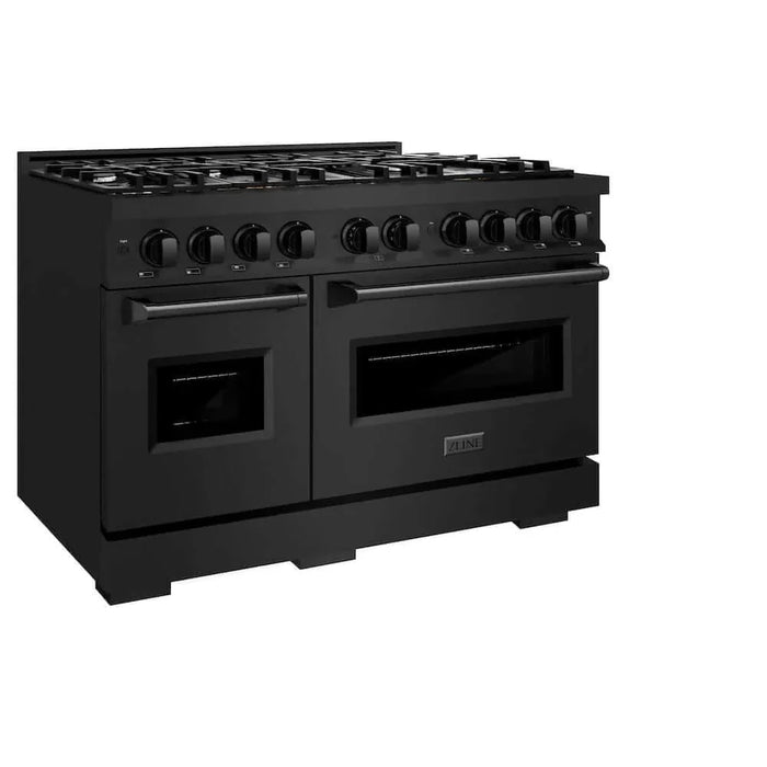 ZLINE 48" Dual Fuel Range, Gas Cooktop, Electric Convection Oven Black Stainless Steel, CDRB-4809K
