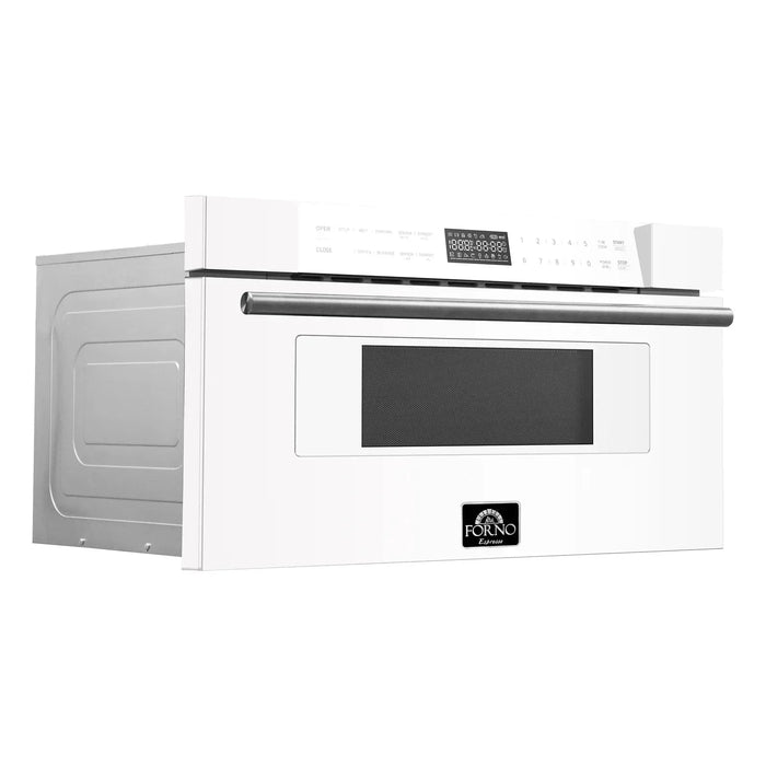 Forno 30" Microwave Drawer White with Antique Brass, FMWDR3000-30WHT09K