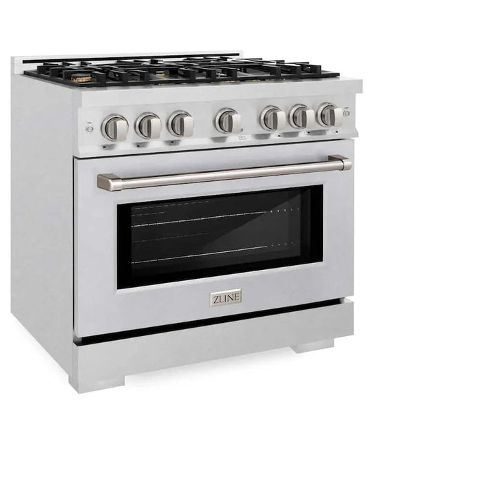 ZLINE 36" Select Dual Fuel Range Gas Cooktop Electric Convection Oven DuraSnow® Stainless Steel Brass Burners HDRS-BR-3609K