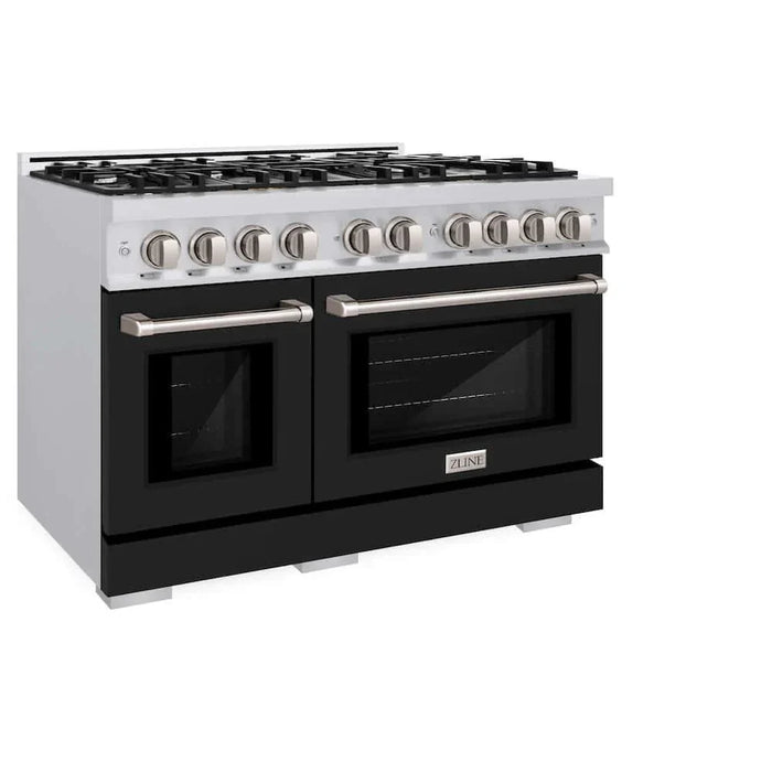 ZLINE 48" Select Dual Fuel Range Gas Cooktop Electric Convection Oven Stainless Steel Black Matte Door HDR-BLM-4809K