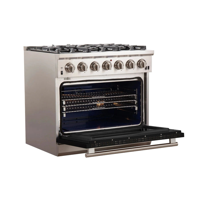 FORNO Capriasca 36" Gas on Gas Range FFSGS6260-36BLK09K