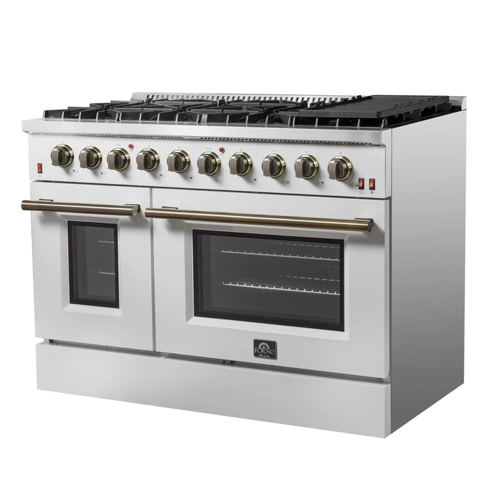 FORNO Galiano 48" Gas on Gas Range FFSGS6244-48WHT09K