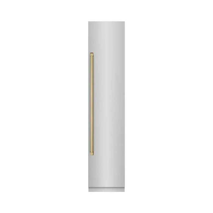 ZLINE 18" Right Hinge Column Freezer Stainless Steel, Graphite Gray Interior Polished Gold RCFVRZ-30418-G09K