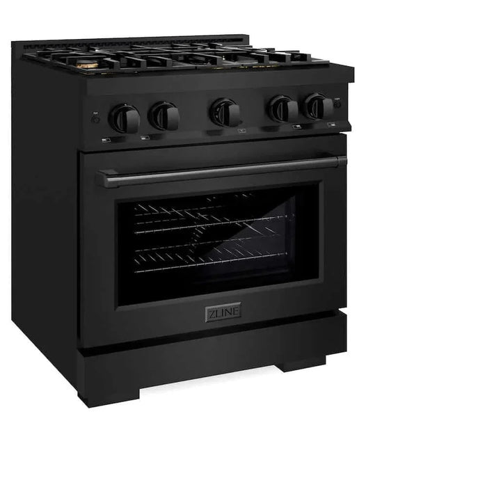 ZLINE 30" Select Gas Range Convection Gas Oven Black Stainless Steel Brass Burners HGRB-BR-3009K
