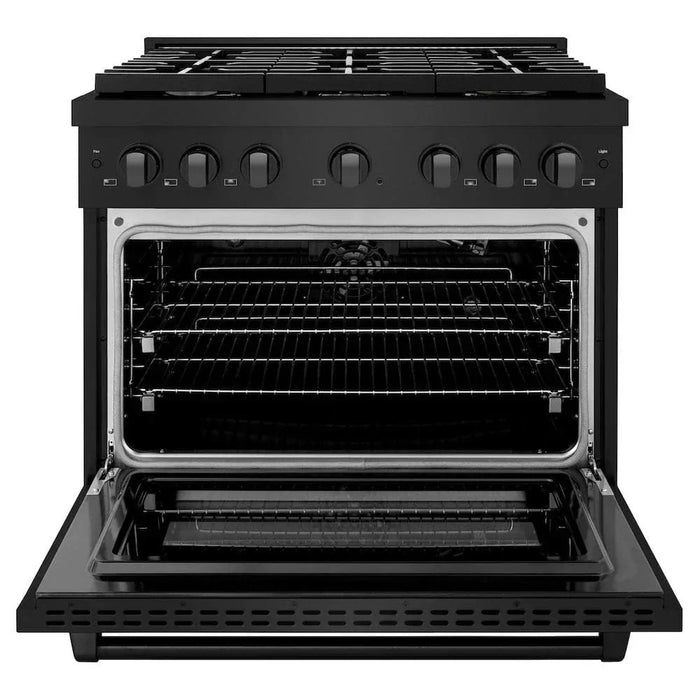 ZLINE 36 in.Gas Range, Convection Gas Oven, Brass Burner, Black Stainless Steel, SGRB-BR-3609K