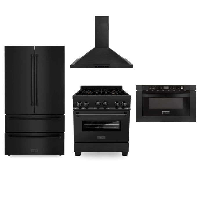 DISCONTINUED-ZLINE Kitchen Package Refrigerator, Range, Range Hood, Microwave, 4KPR-RGBRH30-MW - Farmhouse Kitchen and Bath