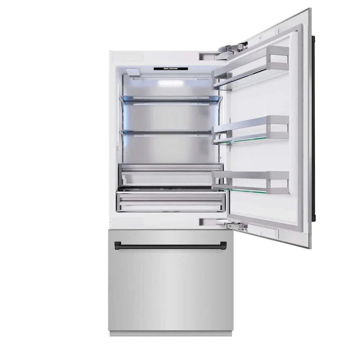 ZLINE 36" Built-In Bottom Freezer Refrigerator,Water Dispenser, Ice Maker, Matte Black RBITZ-304-36MB09K