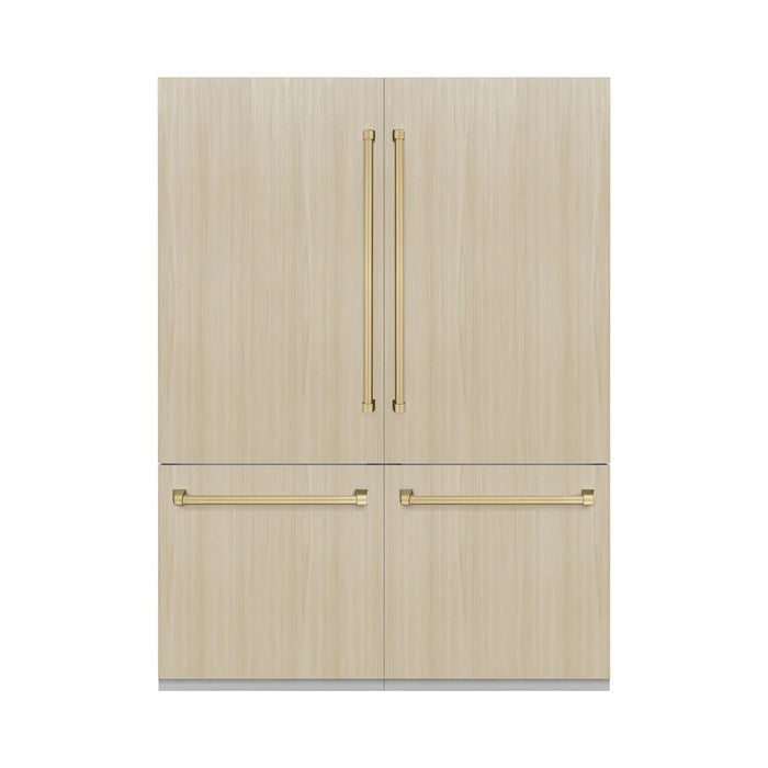 ZLINE Autograph Edition 60" Panel Ready Built-In Bottom Freezer Refrigerator, Water Dispenser, Ice Maker, Accents RBIVZ-60-CB09K