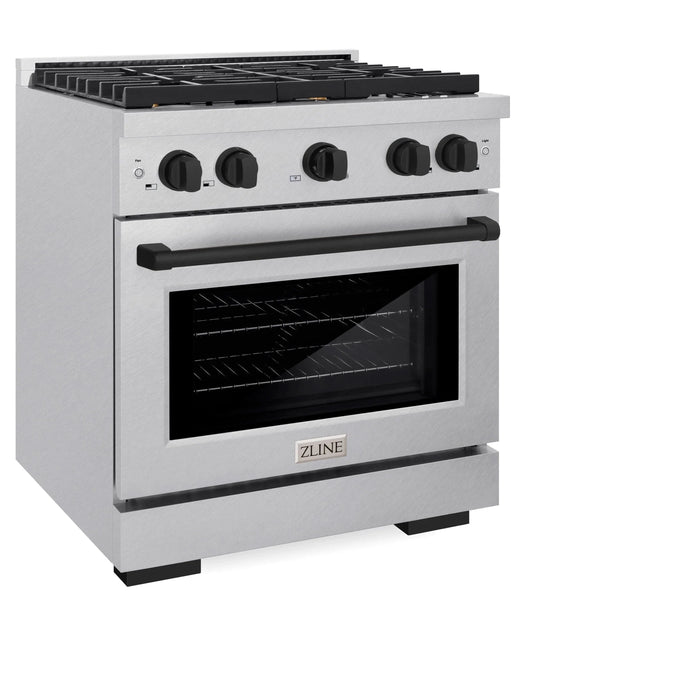ZLINE 30"Paramount Dual Fuel Range DuraSnow® Matte Black SDRSZ-30-MB09K