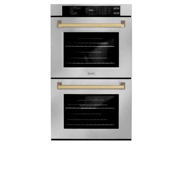 ZLINE 30"Professional True Convection Double Wall Oven, Air Fry, Self Clean, Stainless Steel, Champagne Bronze WADZ-30-CB09K