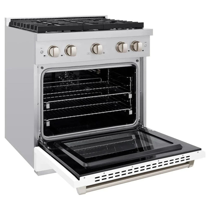 ZLINE 30"Paramount Dual Fuel Range Stainless Steel, White Matte, SDR-WM-3009K