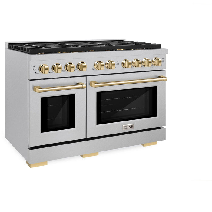 ZLINE 48"Paramount Dual Fuel Range DuraSnow® Gold SDRSZ-48-G09K