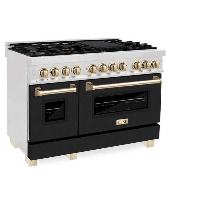 ZLINE 48" Autograph, Dual Fuel Range, Black Door, Bronze, RASZ-BLM-48-CB09K