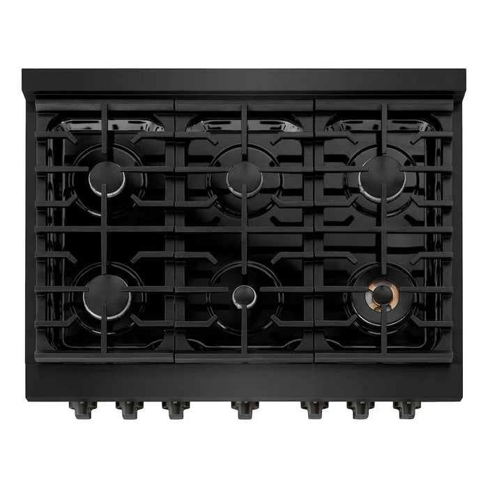 ZLINE 36 in.Gas Range, Convection Gas Oven, Black Stainless Steel, SGRB-3609K