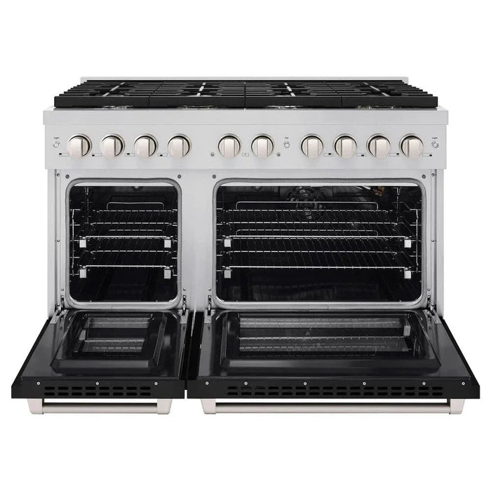 ZLINE 48" Gas Range, Convection Gas Oven, Stainless Steel,Matte Black  SGR-BLM-4809K