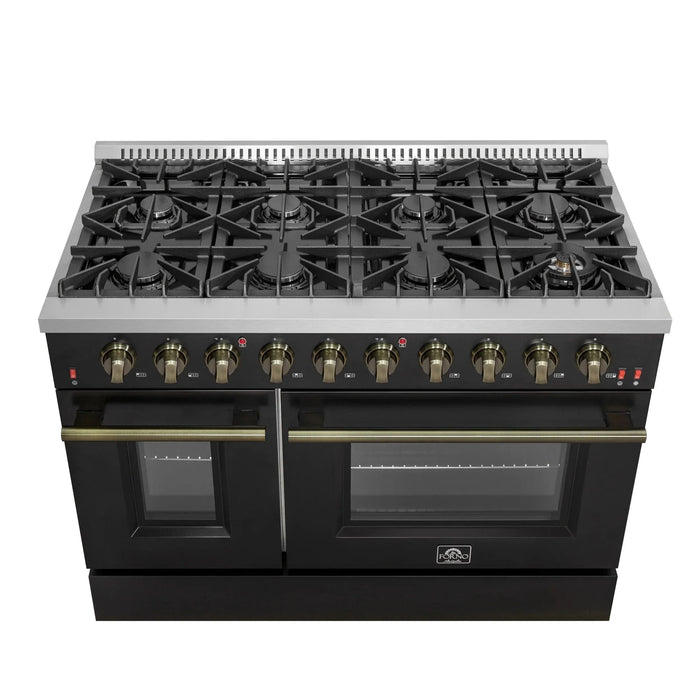 FORNO Galiano 48" Gas on Gas Range FFSGS6244-48BLK09K