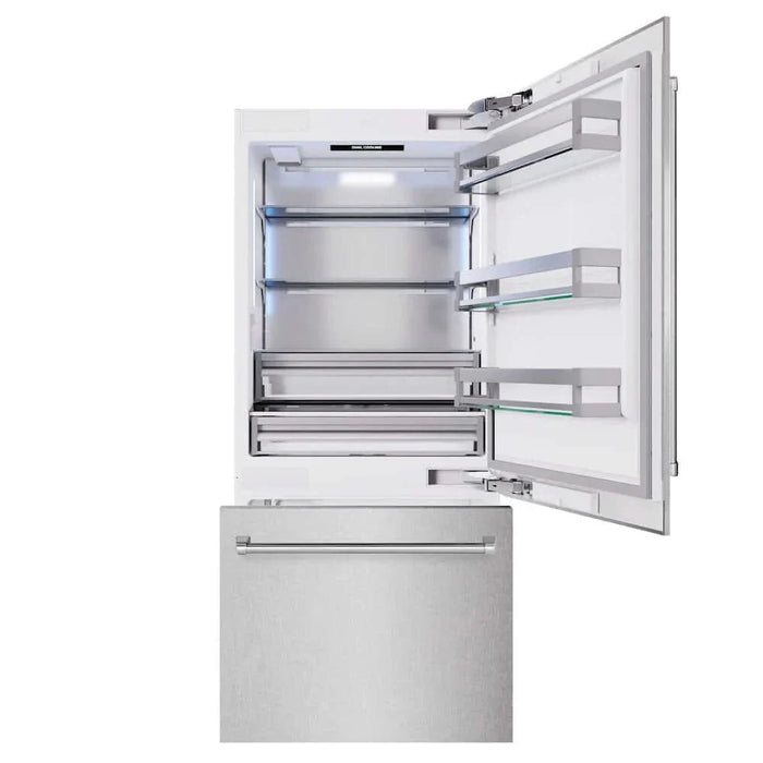 ZLINE 36" Built-In Bottom Freezer Refrigerator,Water Dispenser, Ice Maker, DuraSnow® Stainless Steel RBIT-SN-3609K