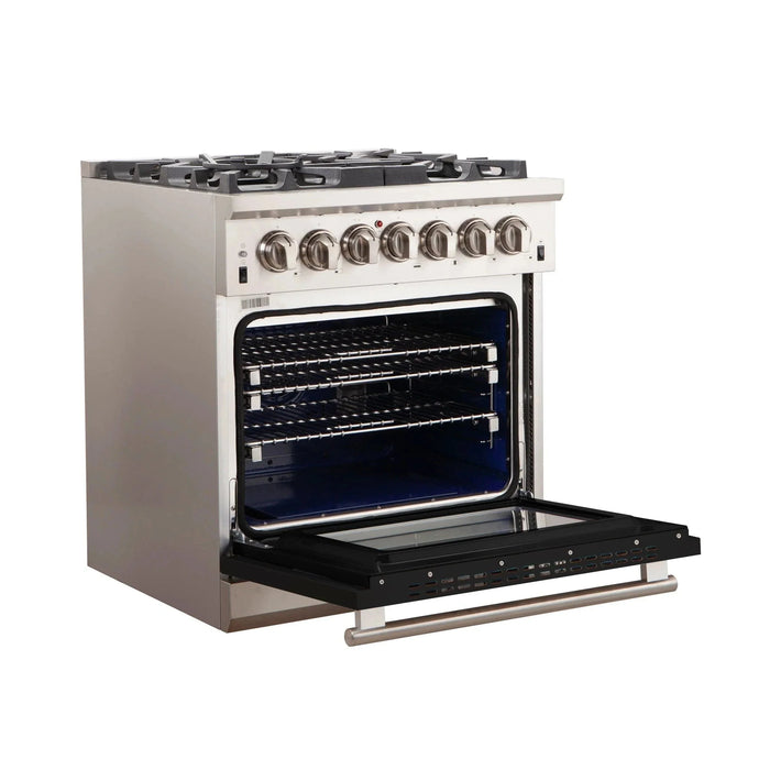 FORNO Capriasca 30" Gas on Gas Range FFSGS6260-30BLK09K