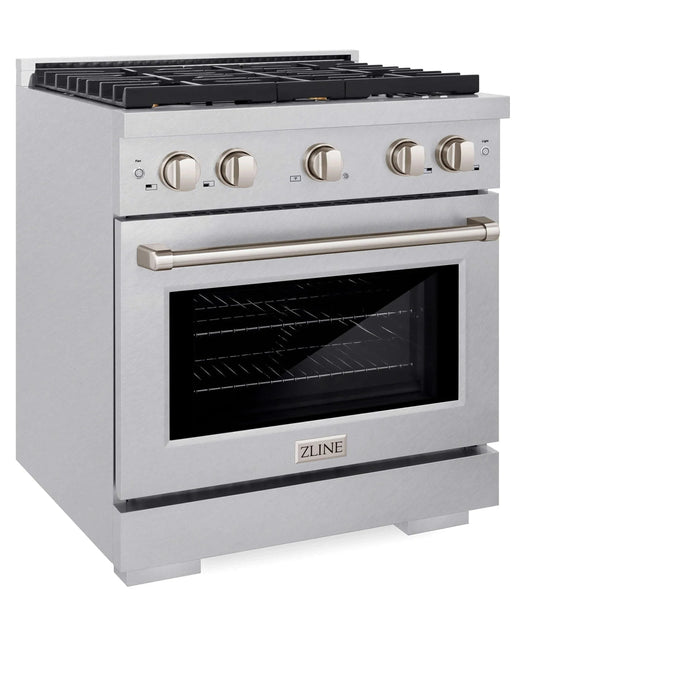 ZLINE 30"Paramount Dual Fuel Range DuraSnow® Brass Burners SDRS-BR-3009K