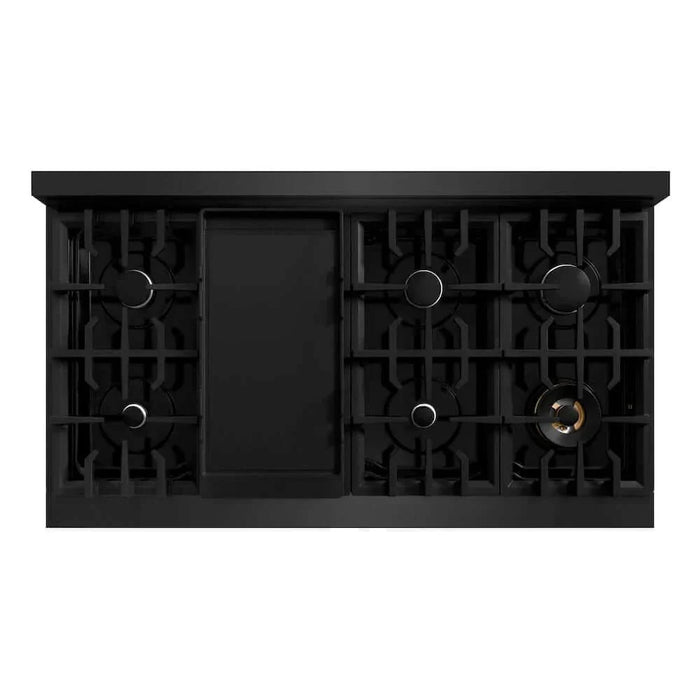 ZLINE 48" Dual Fuel Range, Gas Cooktop, Electric Convection Oven Black Stainless Steel, CDRB-4809K