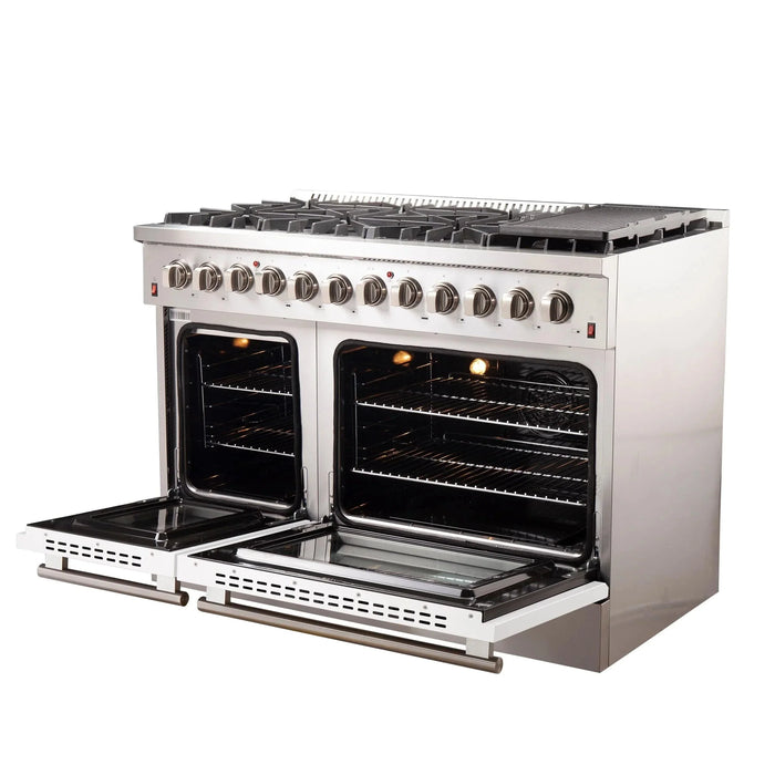 FORNO Galiano 48" Dual Fuel Range, White, FFSGS6156-48WHT09K