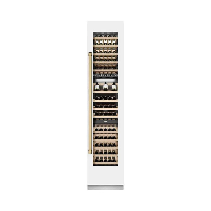 ZLINE 18"Triple Zone 68 Bottle Right Hinge Column Wine Cooler, White Matte Stainless Steel Champagne Bronze RCWVRZ-WM-18-CB09K