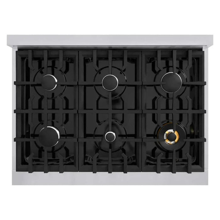 ZLINE 36" Select Dual Fuel Range Gas Cooktop Electric Convection Oven Stainless Steel Black Matte Door HDR-BLM-3609K