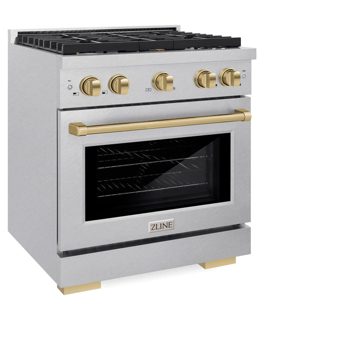 ZLINE 30"Paramount Dual Fuel Range DuraSnow® Champagne Bronze SDRSZ-30-CB09K