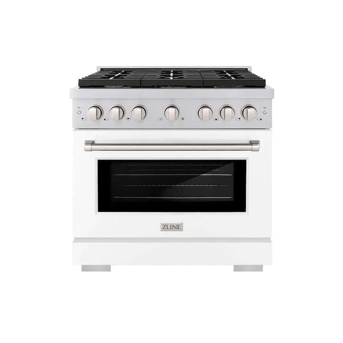 ZLINE 36 In. Gas Range, Stainless Steel, White Matte, SGR-WM-3609K