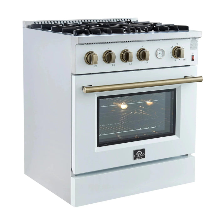 FORNO Marco 30" Gas on Gas Range FFSGS6277-30WHT09K