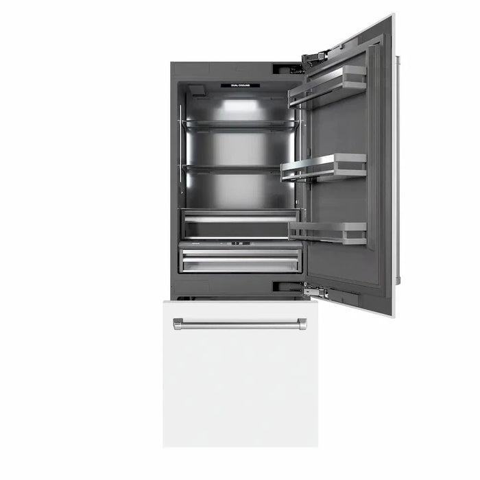 ZLINE 30" Panel Ready Built-In Bottom Freezer Refrigerator,Water Dispenser, Ice Maker, White Matte, Graphite Gray, GRBIV-WM-3009K