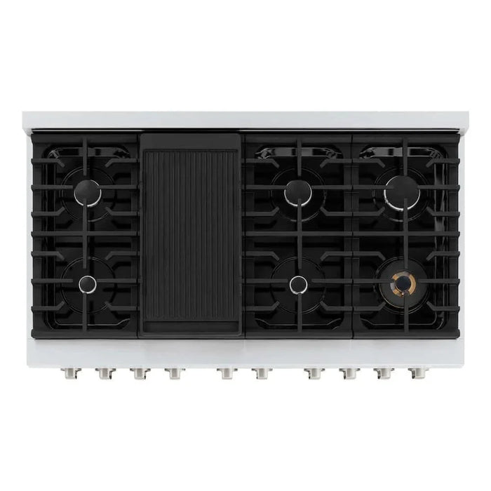 ZLINE 48 In. Gas Range, Stainless Steel, White Matte, SGR-WM-4809K