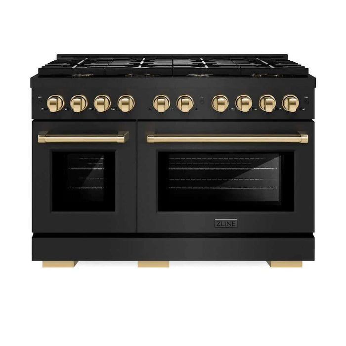 ZLINE 48"Gas Range, Convection Gas Oven, Black, Gold,SGRBZ-48-G09K